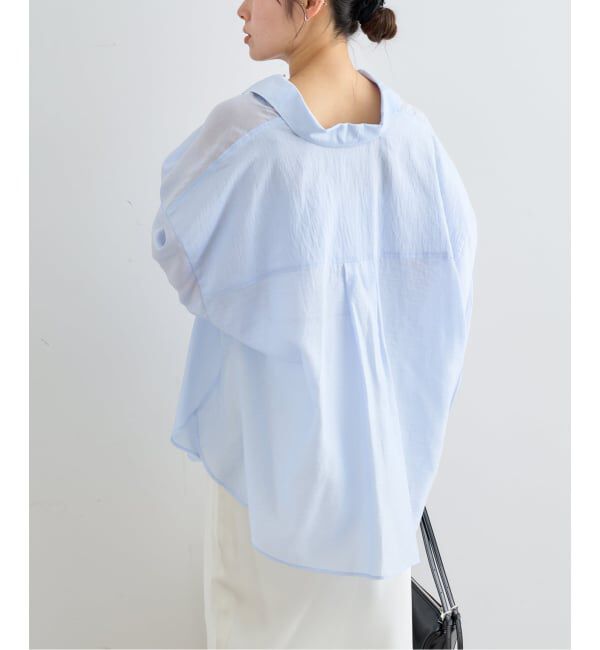 U by SPICK&SPAN「《予約》リネンコンエアリーローンオーバーシャツ」|シャツ・ブラウス|