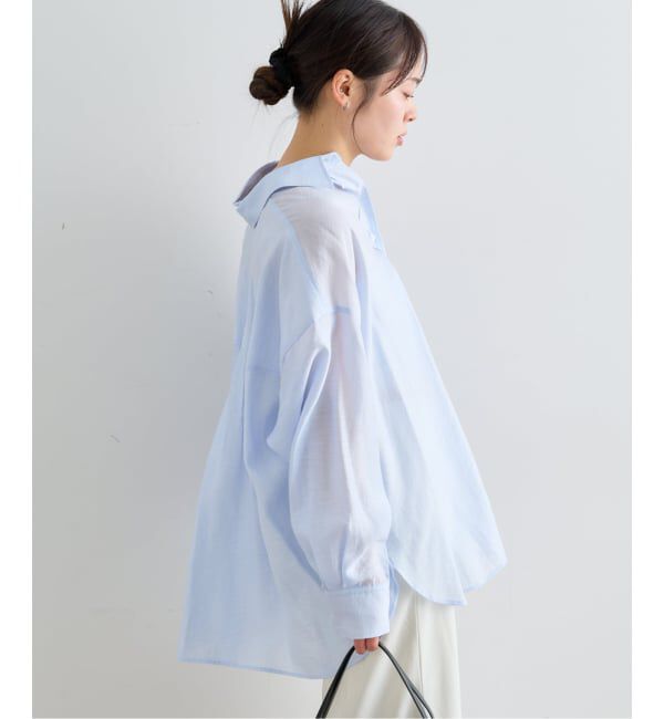 U by SPICK&SPAN「《予約》リネンコンエアリーローンオーバーシャツ」|シャツ・ブラウス|