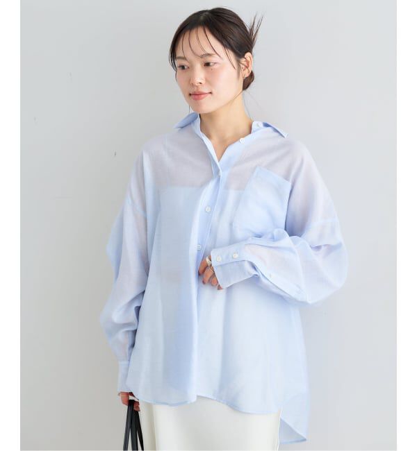 U by SPICK&SPAN「《予約》リネンコンエアリーローンオーバーシャツ」|シャツ・ブラウス|