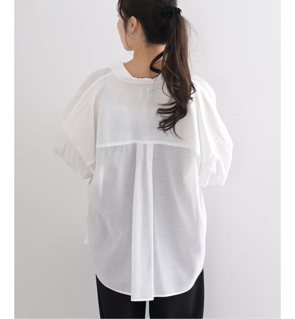 U by SPICK&SPAN「《予約》リネンコンエアリーローンオーバーシャツ」|シャツ・ブラウス|