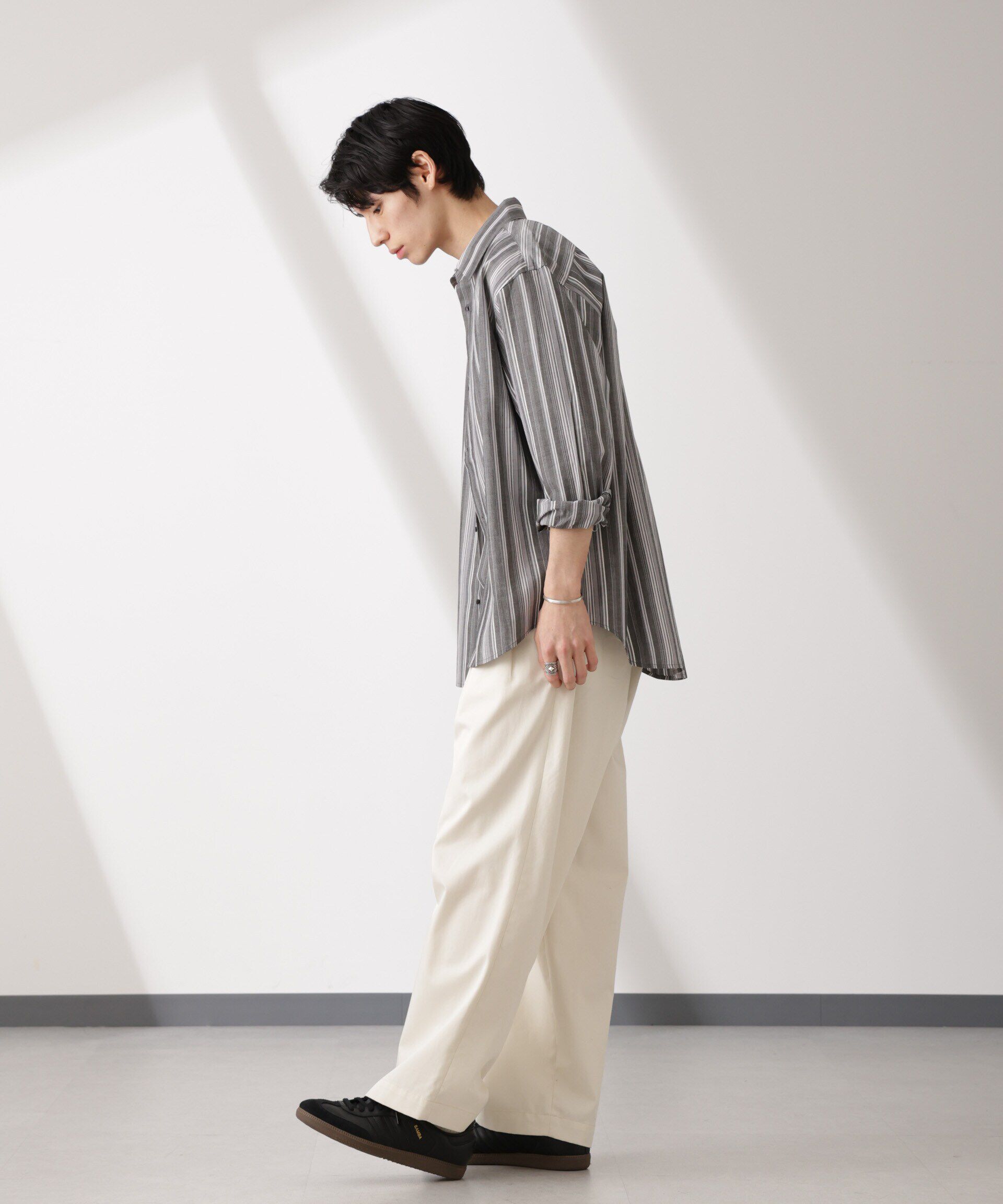 nano･universe「ランダムストライプシャツ 長袖」|シャツ・ブラウス|