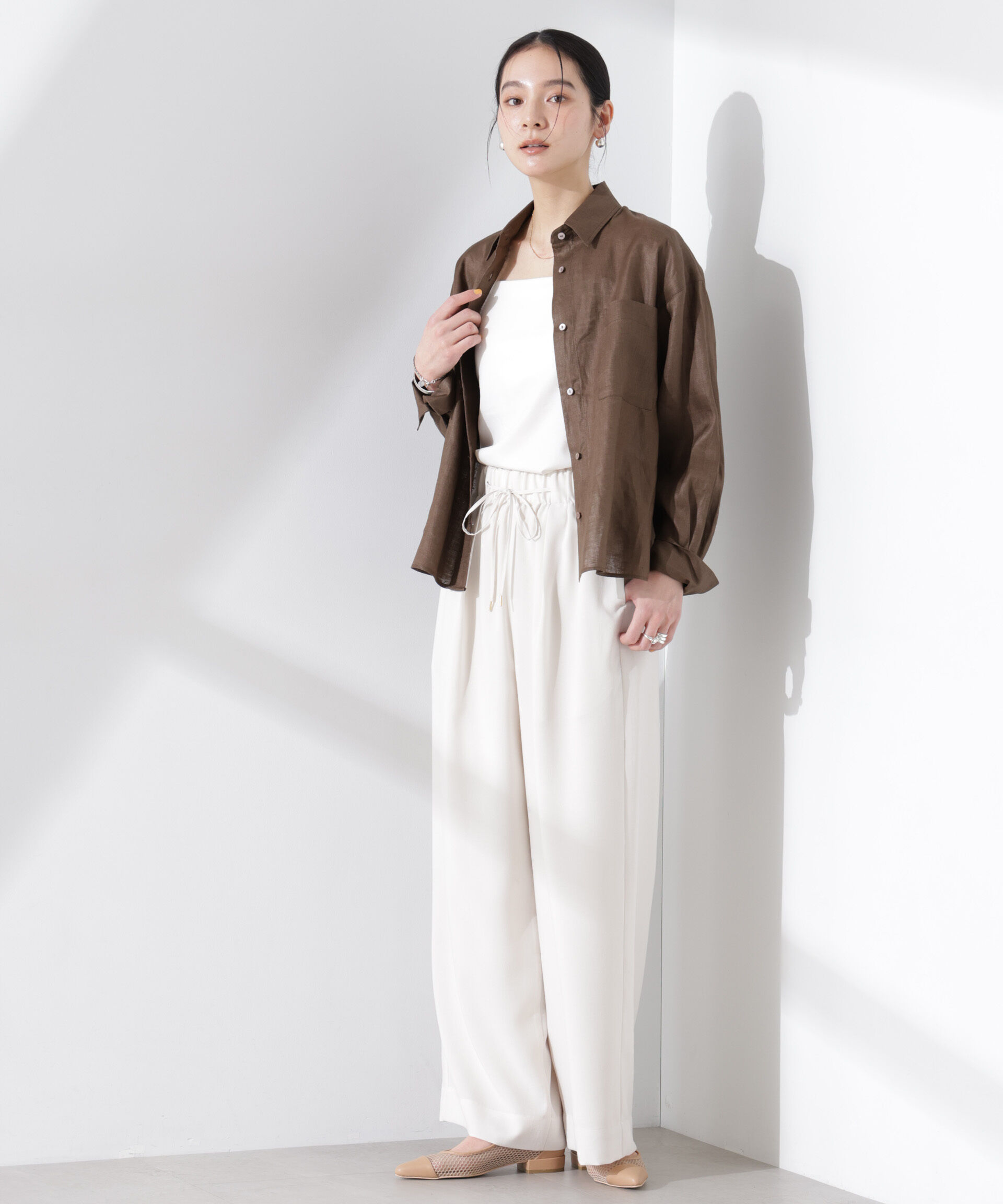 nano･universe「ヨーロピアンフラックス シアーシャツ（セットアップ可）」|シャツ・ブラウス|