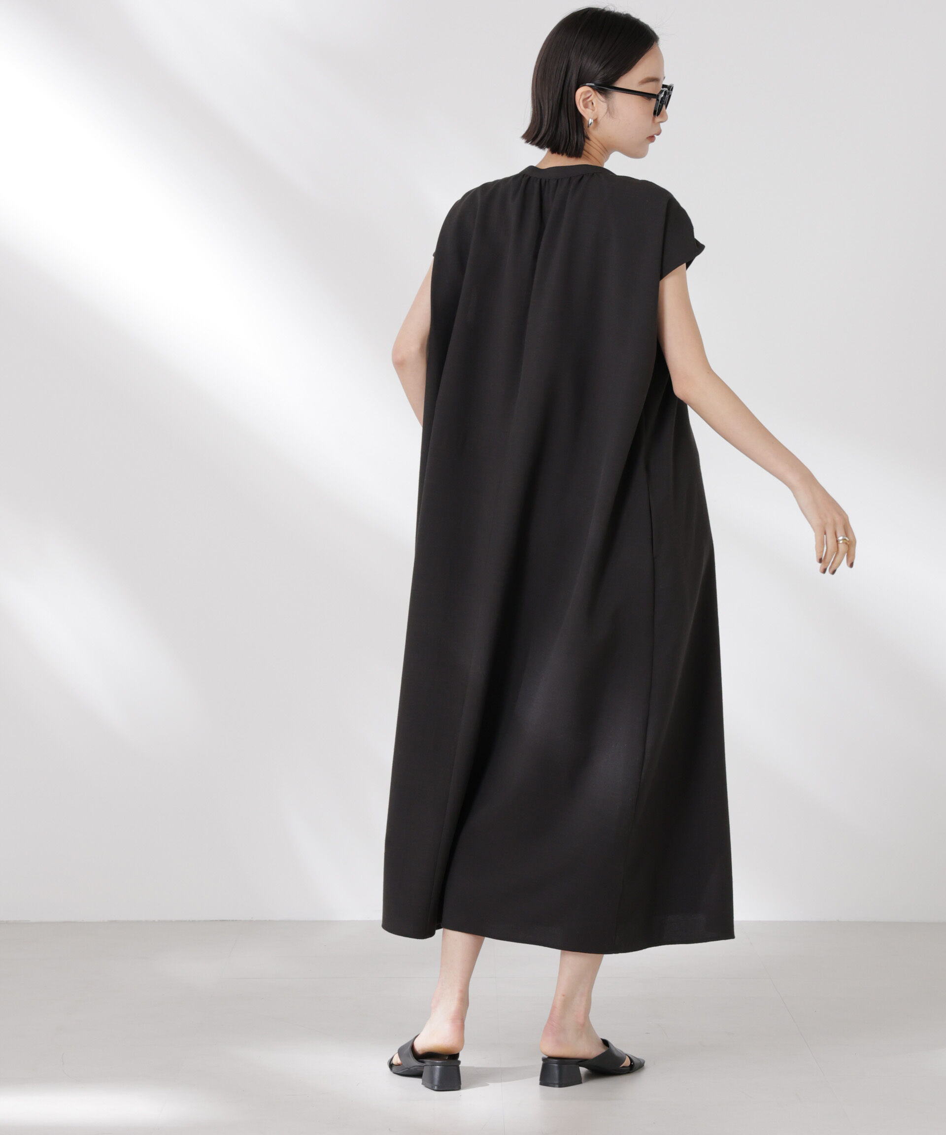 nano･universe「ギャザーショルダーフレアワンピース」|ワンピース|