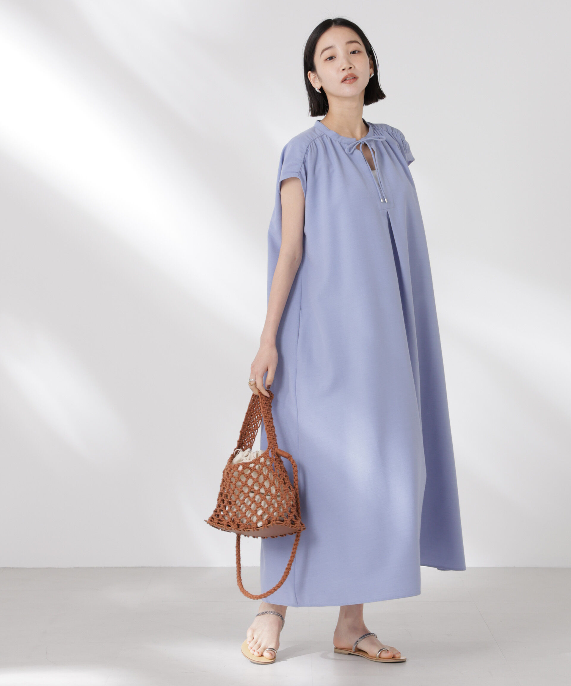 nano･universe「ギャザーショルダーフレアワンピース」|ワンピース|