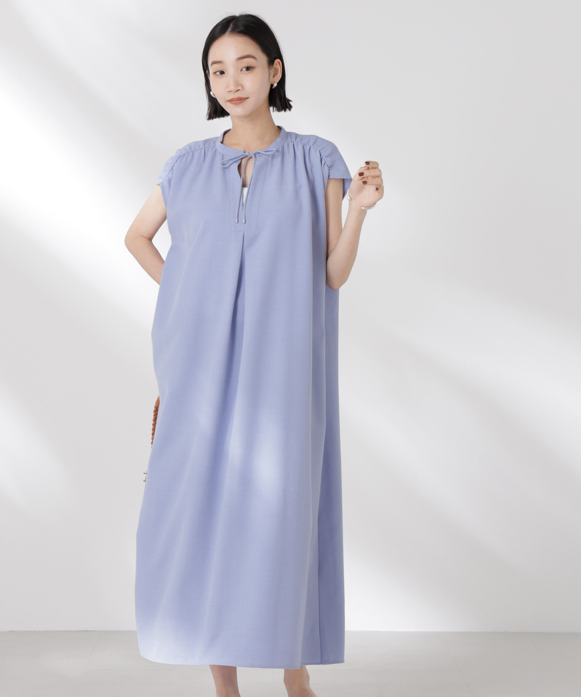 nano･universe「ギャザーショルダーフレアワンピース」|ワンピース|