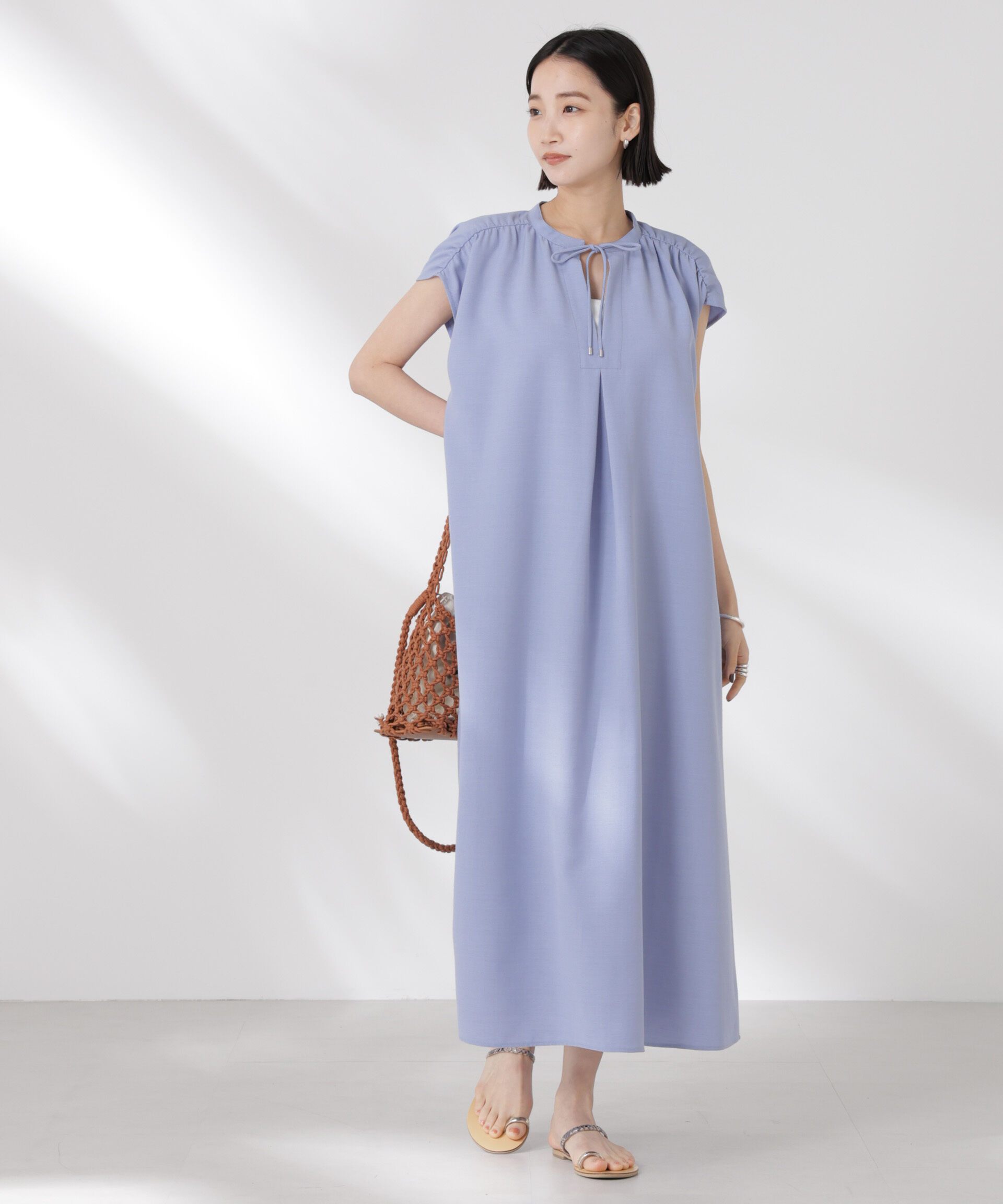 nano･universe「ギャザーショルダーフレアワンピース」|ワンピース|