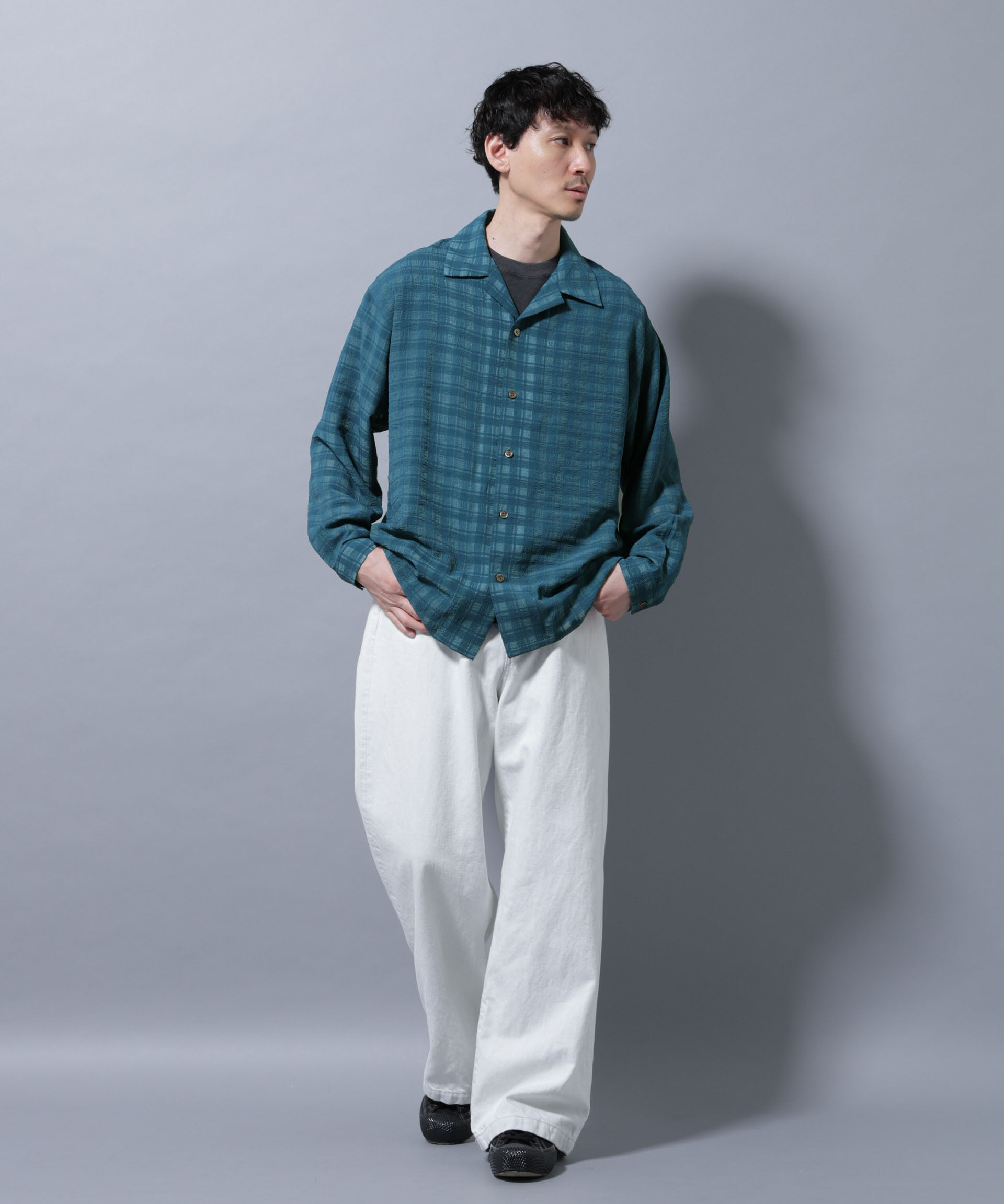 nano･universe「シースルーチェックシャツ 長袖」|シャツ・ブラウス|