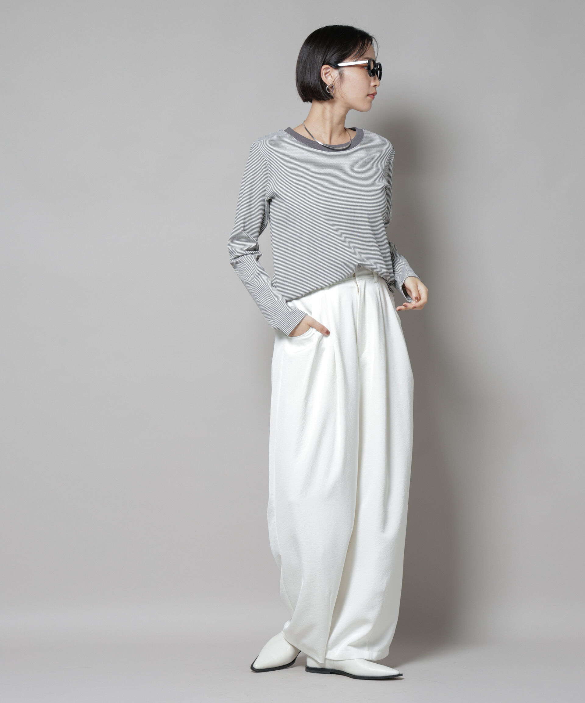 nano･universe「ミジンボーダーロングスリーブTシャツ」|Tシャツ・カットソー|