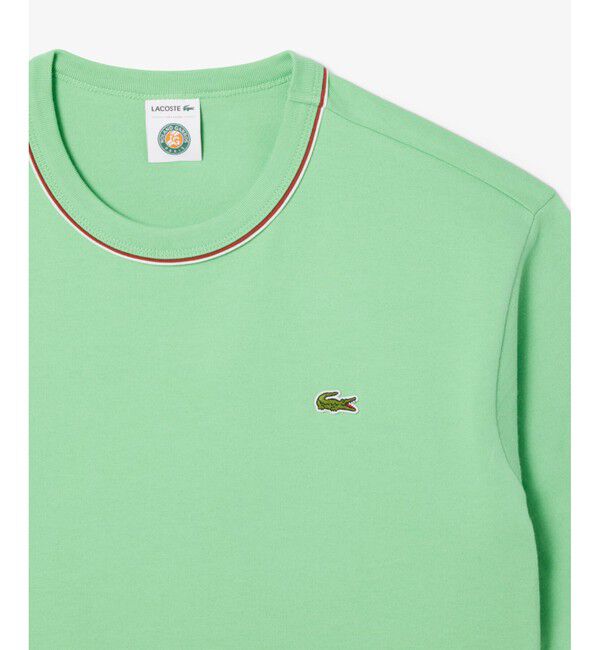 LACOSTE「ローラン・ギャロスコラボ 配色ライン バックプリントTシャツ」|Tシャツ・カットソー|