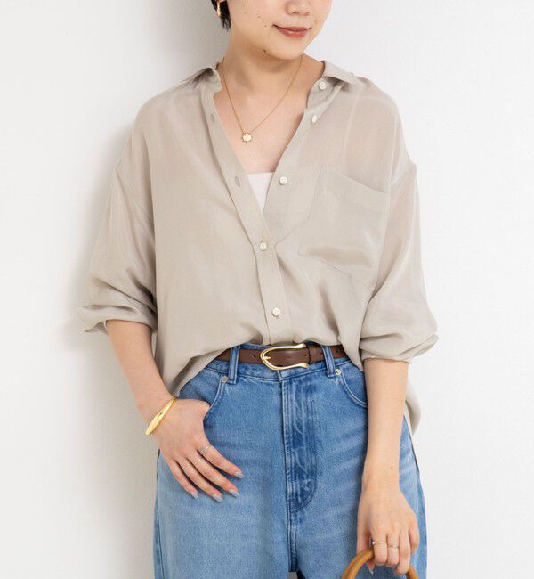 NOLLEY'S「《セットアップ対応》ウォッシャブルシルキーキュプラドレープシャツ」|シャツ・ブラウス|ベージュ