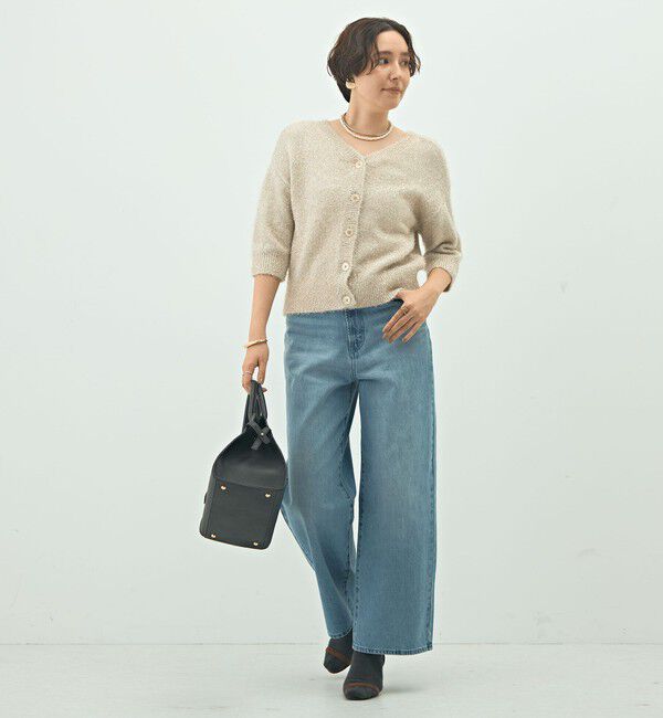 NOLLEY'S sophi「キラキラフェザー2WAY5分袖プルオーバーニット」|カーディガン|