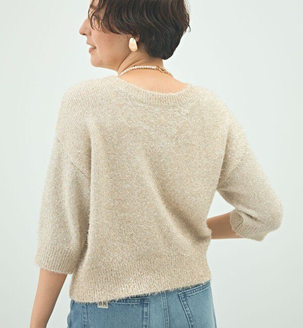 NOLLEY'S sophi「キラキラフェザー2WAY5分袖プルオーバーニット」|カーディガン|