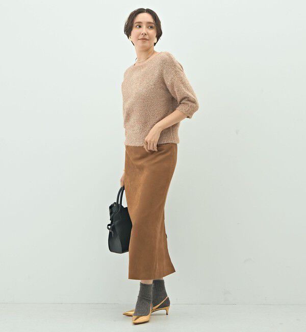 NOLLEY'S sophi「キラキラフェザー2WAY5分袖プルオーバーニット」|カーディガン|