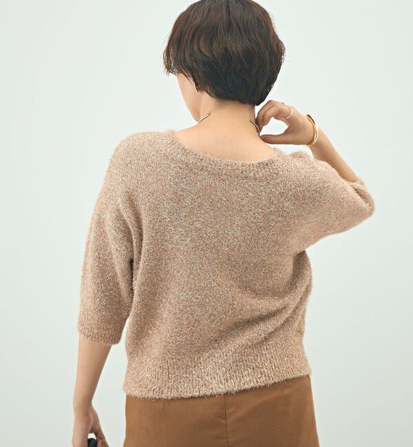 NOLLEY'S sophi「キラキラフェザー2WAY5分袖プルオーバーニット」|カーディガン|