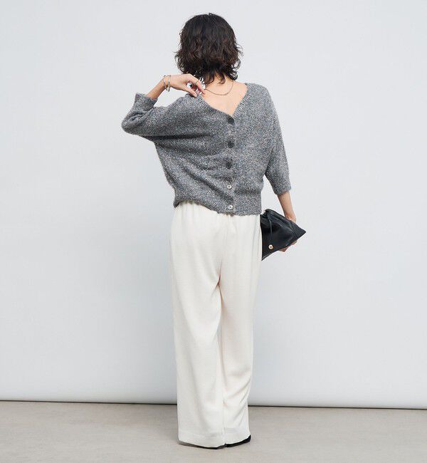 NOLLEY'S sophi「キラキラフェザー2WAY5分袖プルオーバーニット」|カーディガン|