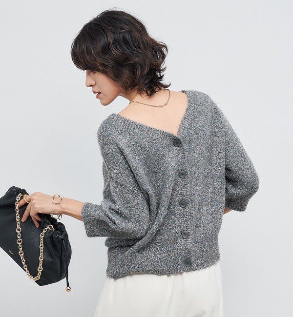 NOLLEY'S sophi「キラキラフェザー2WAY5分袖プルオーバーニット」|カーディガン|