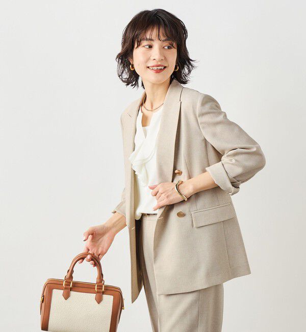NOLLEY'S sophi「《セットアップ対応》ウォッシャブルスラブオックスダブルジャケット」|テーラードジャケット|ベージュ