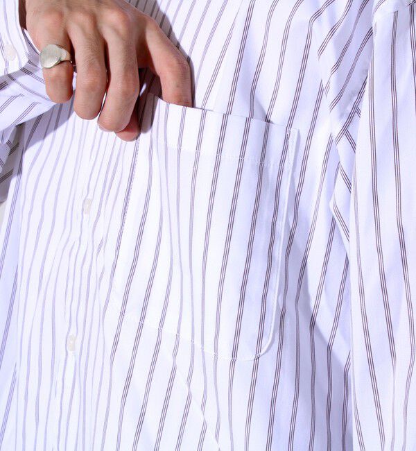 GLOSTER「【裾ステッチで差がつく】ストライプオーバーシャツ」|シャツ・ブラウス|