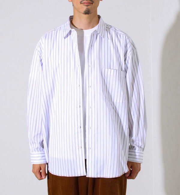 GLOSTER「【裾ステッチで差がつく】ストライプオーバーシャツ」|シャツ・ブラウス|