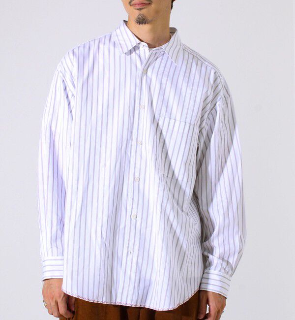 GLOSTER「【裾ステッチで差がつく】ストライプオーバーシャツ」|シャツ・ブラウス|