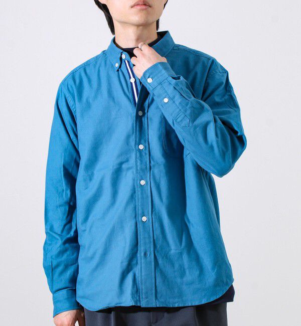 GLOSTER「【ビジカジ対応】ニットテープ ボタンダウンネルシャツ」|シャツ・ブラウス|サックスブルー