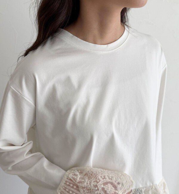 fredy emue「【3回目の追加販売！】レースドッキングロンTシャツ」|Tシャツ・カットソー|