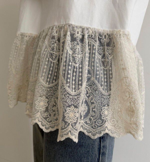 fredy emue「【3回目の追加販売！】レースドッキングロンTシャツ」|Tシャツ・カットソー|