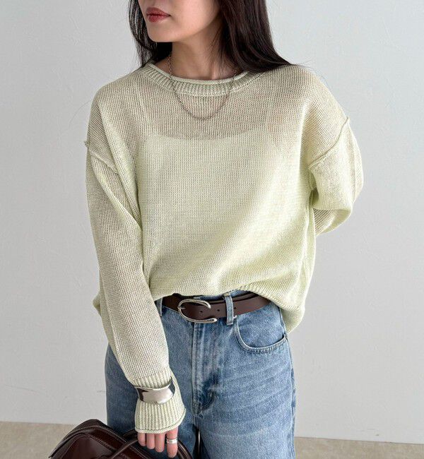 fredy emue「LINEN100ニットプルオーバー」|ニット・セーター|ライトグリーン