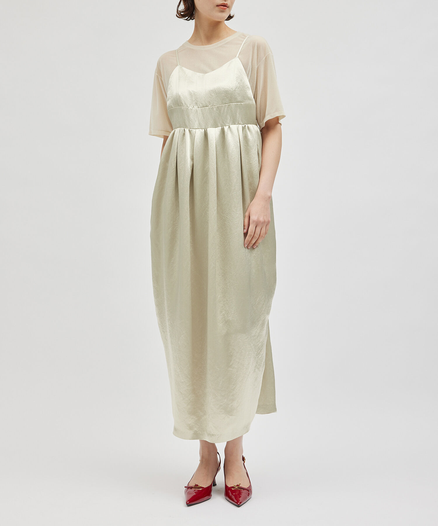 ROPE「ヘビーサテンキャミワンピース」|ワンピース|ベージュ(27)