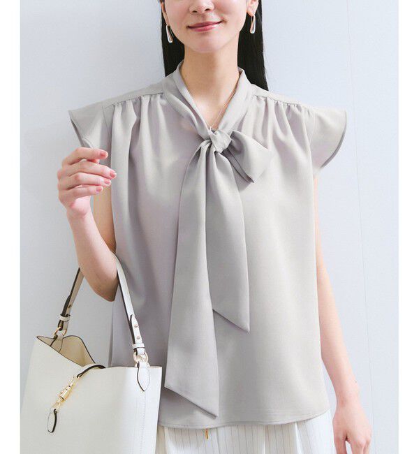 VIS「【WEB限定】【防シワ】フリルフレンチボウタイブラウス/通勤対応」|シャツ・ブラウス|