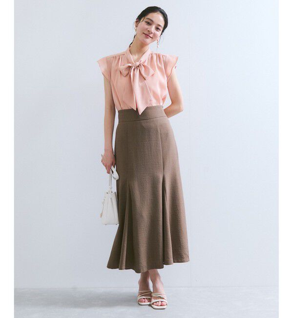 VIS「【WEB限定】【防シワ】フリルフレンチボウタイブラウス/通勤対応」|シャツ・ブラウス|