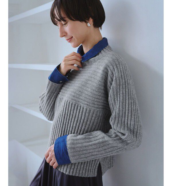 Rope&rsquo;Picnic「もちもちリブ切り替えニットプルオーバー/イージーケア・リンクコーデ」|ニット・セーター|