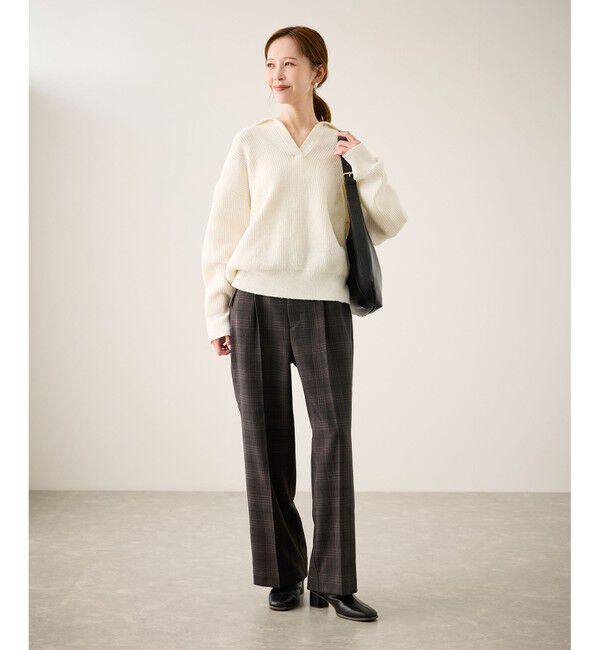 Rope&rsquo;Picnic「裏起毛無地＆チェックアソートワイドパンツ/防シワ」|チノ|
