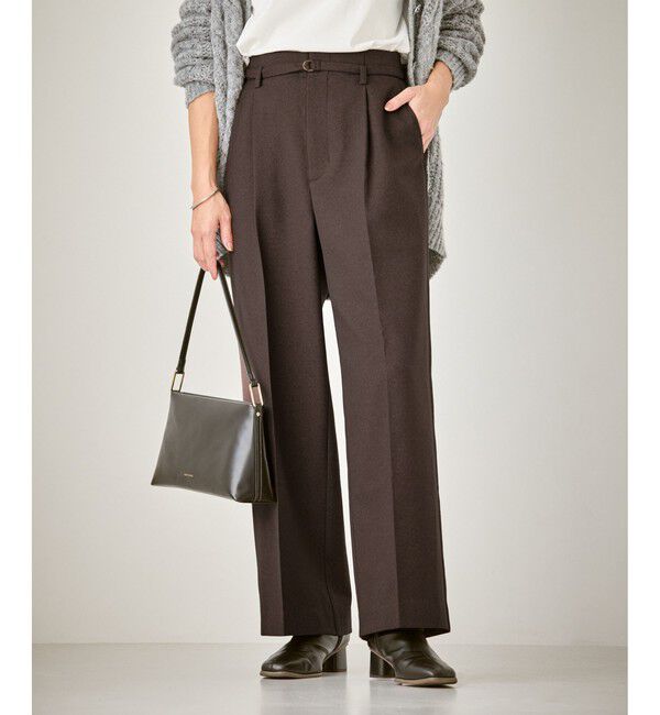 Rope&rsquo;Picnic「裏起毛無地＆チェックアソートワイドパンツ/防シワ」|チノ|