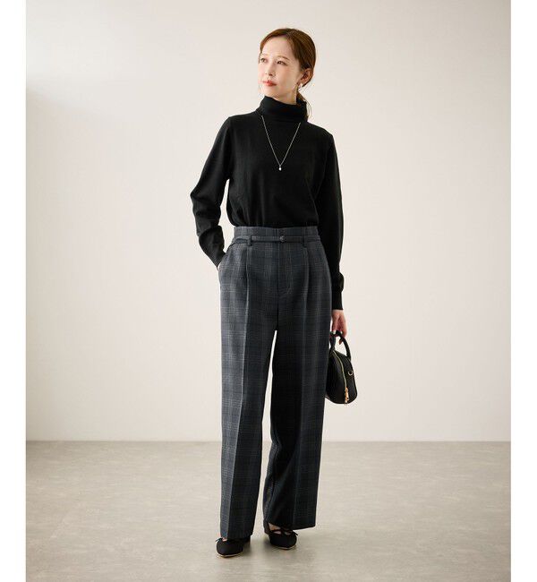 Rope&rsquo;Picnic「裏起毛無地＆チェックアソートワイドパンツ/防シワ」|チノ|