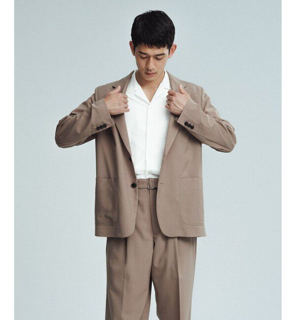 ADAM ET ROPE'「サマーウーステッド ボックスシルエット アンコンジャケット / セットアップ可能」|テーラードジャケット|