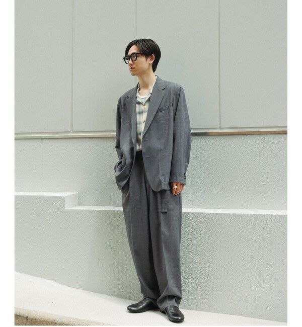 ADAM ET ROPE'「サマーウーステッド ボックスシルエット アンコンジャケット / セットアップ可能」|テーラードジャケット|