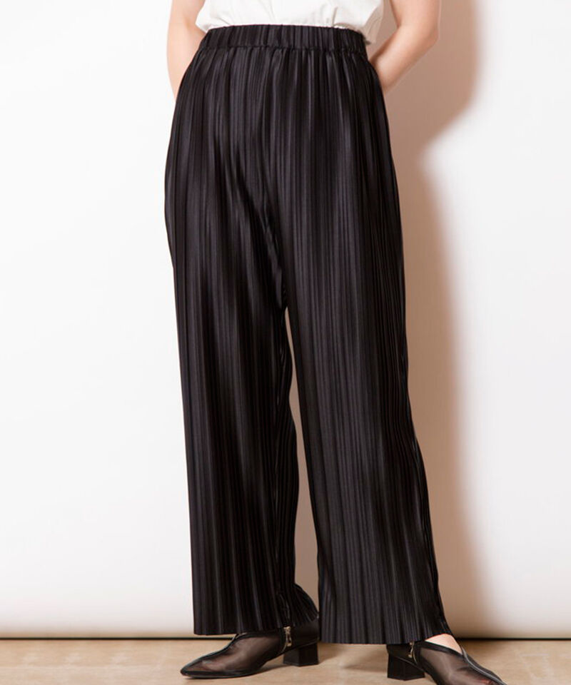  「ランダムプリーツテーパードパンツ」|その他|BLACK