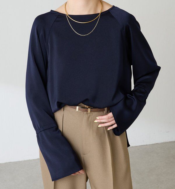  「袖フレアサテンブラウス」|シャツ・ブラウス|
