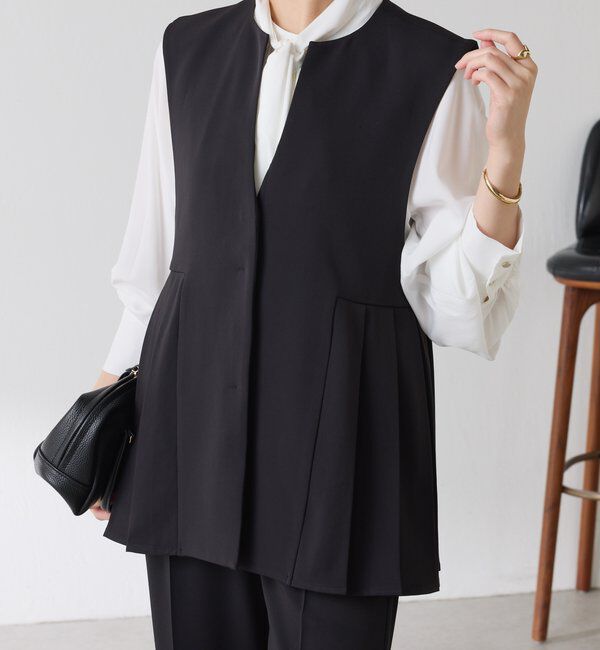  「【お尻周りカバー】ツイルプリーツジレ/セットアップ/セレモニー」|ベスト・ジレ|