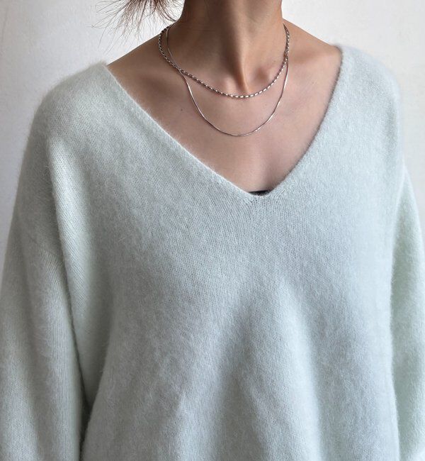  「ファーウール深Vプルオーバー」|ニット・セーター|