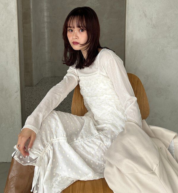  「【＠akane__11.1企画】ドロストフラワーキャミワンピース」|ワンピース|オフホワイト