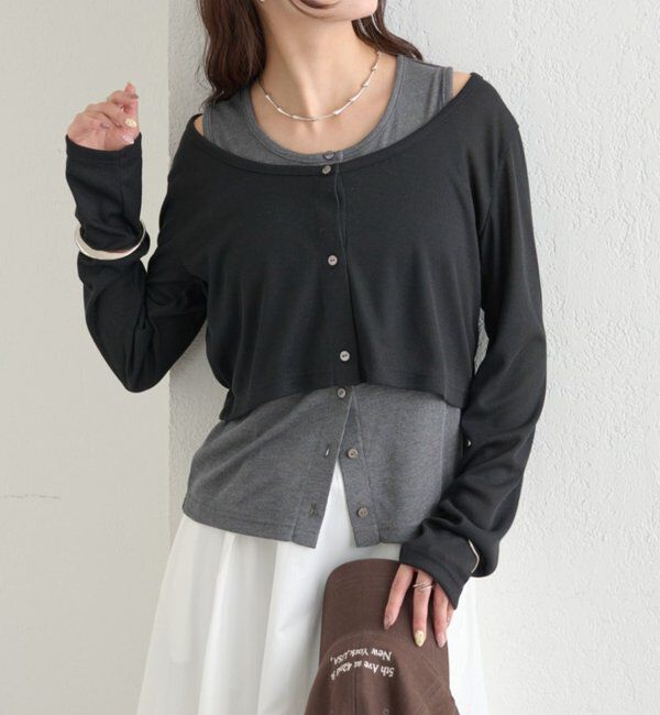  「配色レイヤードロングTシャツ」|Tシャツ・カットソー|