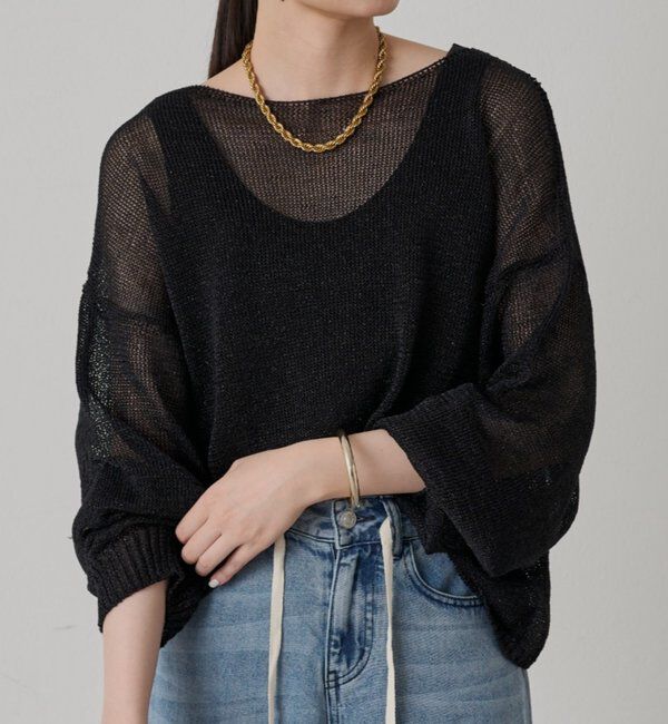  「ラメニットプルオーバー」|ニット・セーター|ブラック