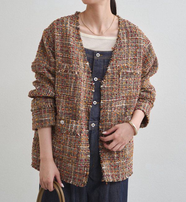  「ミックスツイードジャケット」|ベスト・ジレ|ベージュ