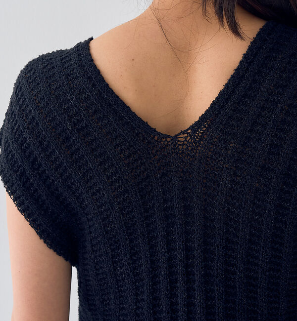 Rouge vif「麻混ニットレースアップベスト」|ニット・セーター|