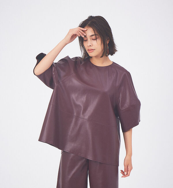 qualite「エコレザーブラウス」|シャツ・ブラウス|