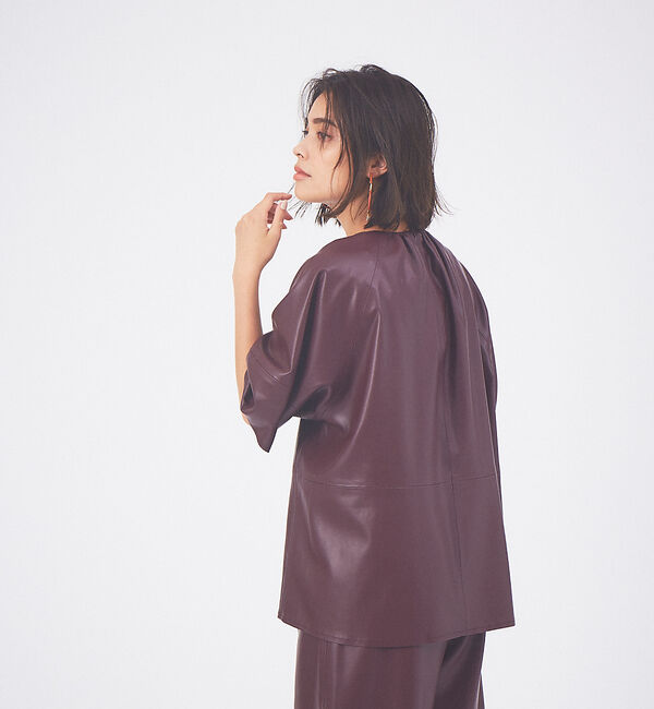 qualite「エコレザーブラウス」|シャツ・ブラウス|