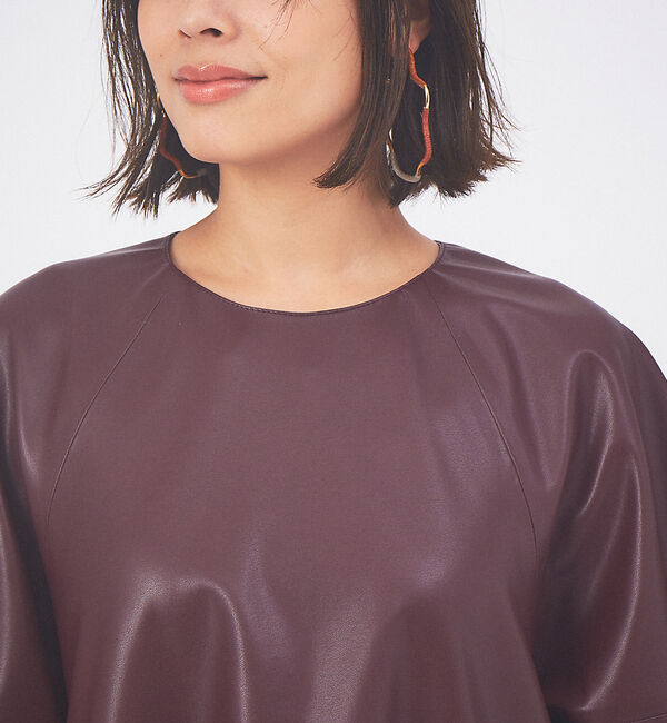 qualite「エコレザーブラウス」|シャツ・ブラウス|