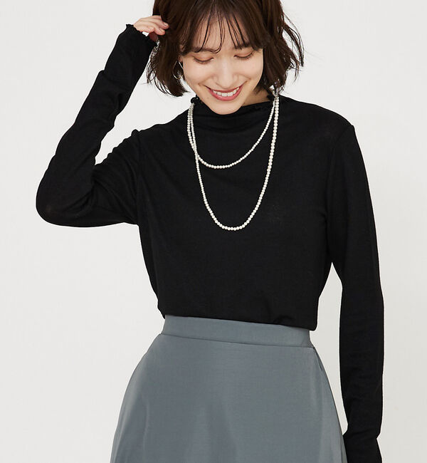 abahouse mavie「メロウハイネックプルオーバー」|Tシャツ・カットソー|ブラック